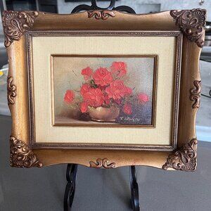 Original Floral Botanical Oil Painting by T. Hansen